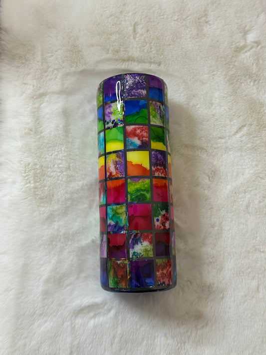 Rainbow Checkered 20oz. Straight Tumbler!