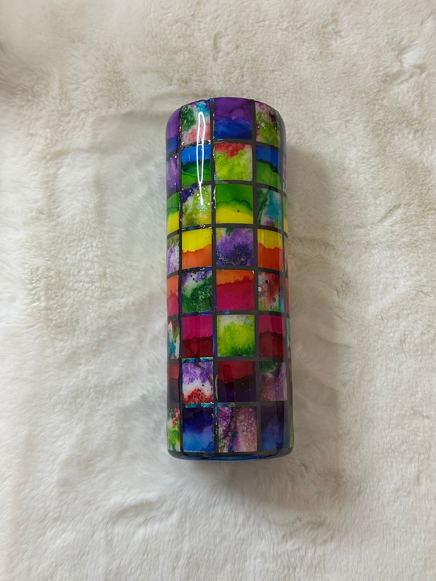 Rainbow Checkered 20oz. Straight Tumbler!