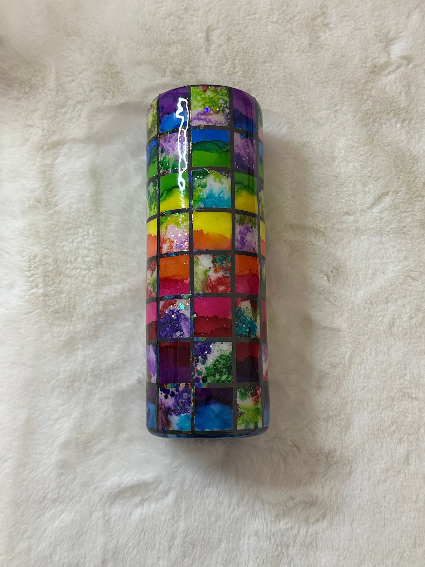 Rainbow Checkered 20oz. Straight Tumbler!